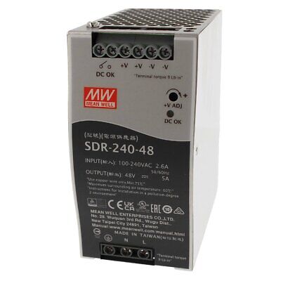 <p>MeanWell SDR-240-48 Alimentatore DIN RAIL 240W 48V 5A Per Automazione