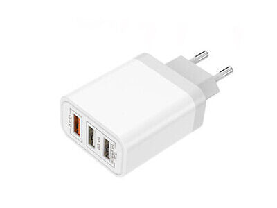 Caricatore 3 Porte USB QC3.0 USB-A 5V 2,1A Ricarica Veloce <ul><li>Il Potente