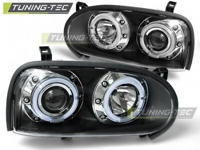 Coppia Fari Fanali  Tuning GOLF 3 09.91-08.97 ANGEL EYES Nero