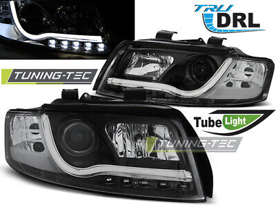 HEADLIGHTS TUBE LIGHT DRL BLACK fits A4 10.00-10.04