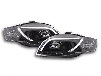 Coppia Fari Fanali Anteriori Tuning Dayline DRL LTI A4 8E 05'-07 nero ALOGENI