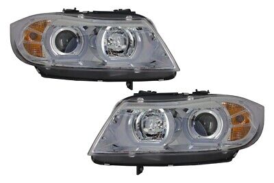 Fari 3D LED Angel Eyes adatti per E90 / E91 (03.2005-08.2008) U-Type Chrome