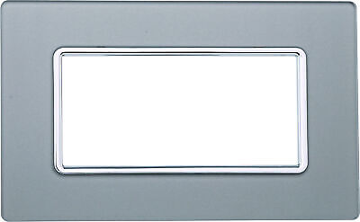 ETTROIT Placca In Vetro Serie Solar 4P Colore Silver Compatibile Con Bticino