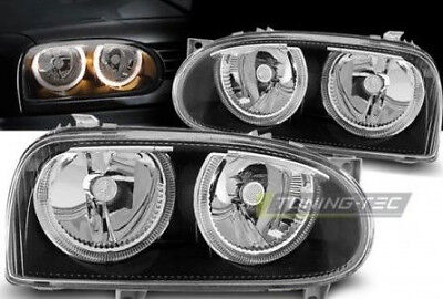 Coppia Fari Fanali Anteriori Tuning GOLF 3 III 1991 - 1997 ANGEL EYES Nero