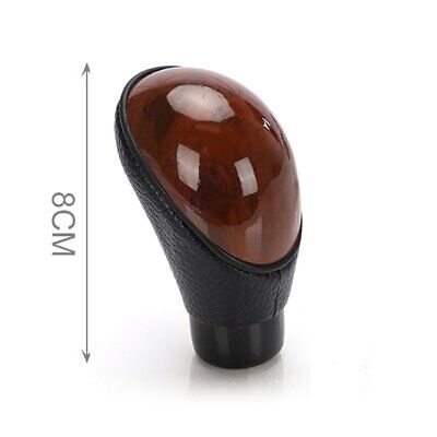 Autoricambi Pomello Leva Cambio 8cm, Universale in Pelle Nero e Effetto Legno