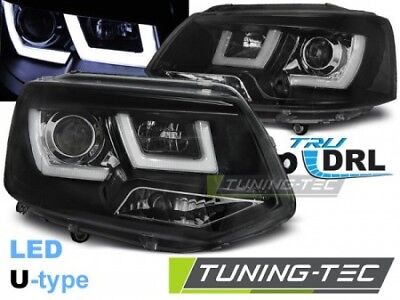 Coppia Fari Fanali Anteriori Tuning T5 2010-2015 U-TYPE Nero