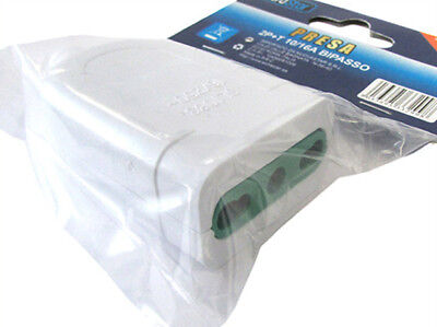 2 PZ Adattatori Presa Volante 2P+T 10/16A 250V Bipasso Bianco Extrastar XSL1083