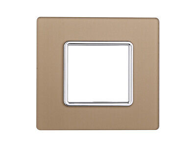 ETTROIT Placca In Vetro Serie Starlight 2P Colore Oro Compatibile Con Vimar
