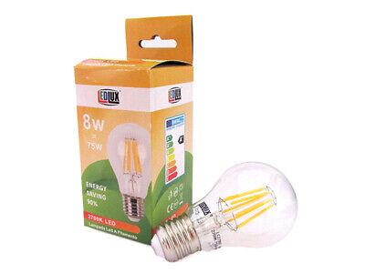 Lampada Filo Led Con Filamento E27 A60 8W 360 Gradi Bianco Caldo 2700K Bulbo
