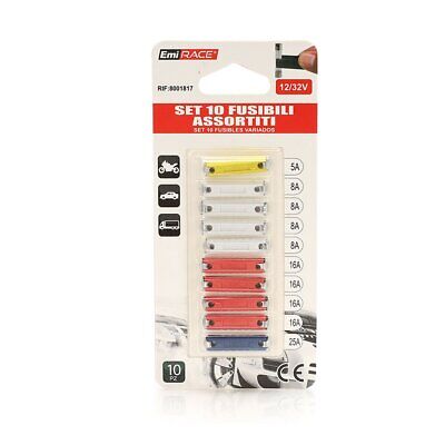 10 Fusibili Siluro Ceramica Per Auto 12V 24V 5A 8A 16A 25A D6mmX25mm