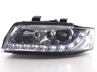 Coppia Fari Fanali Anteriori Tuning Dayline Luci Diurne A4 8E 01-04 cromat