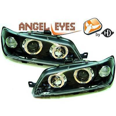 Coppia fari fanali anteriori TUNING 306 93-97 neri con anelli ANGEL EYES