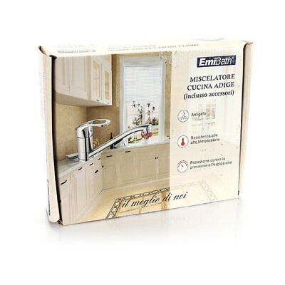Kit Rubinetto Cucina Bocca Bassa Appogio Su Lavello Misura 105x240mm Argento