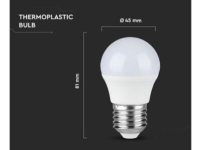 6 PZ Lampada A Led E27 G45 5.5W Caldo 2700K Forma Sfera Bulbo Palla 180 Gradi 2