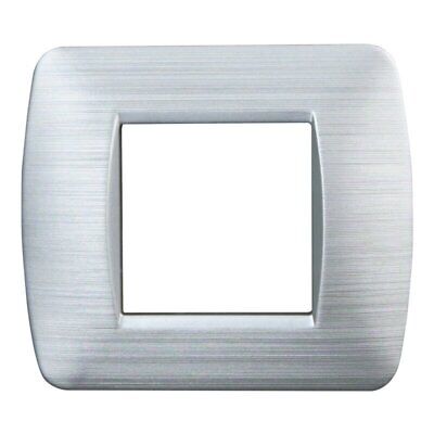 ETTROIT Placca Plastica Serie Space 2P Colore Silver Satinato Compatibile Con