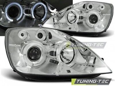 Coppia Fari Fanali Anteriori Tuning FIESTA MK6 05.02-08.05 ANGEL EYES Cromato