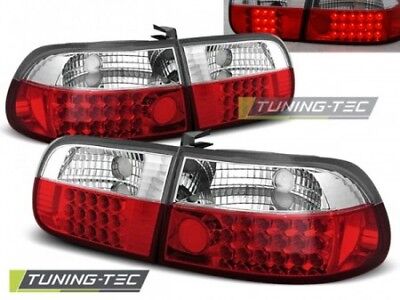 Coppia Faro Fanale Tuning CIVIC 09.91-08.95 3D Rosso/Bianco LED