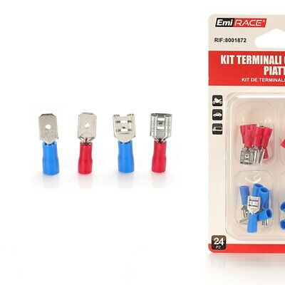 <ul><li>Kit 24 Terminali Capocorda Piatti Preisolati (12 Rossi e 12