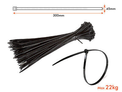 100 Fascette Cablaggio Stringicavo 4.5X300mm Colore Nero Per Legare Fili Cavi
