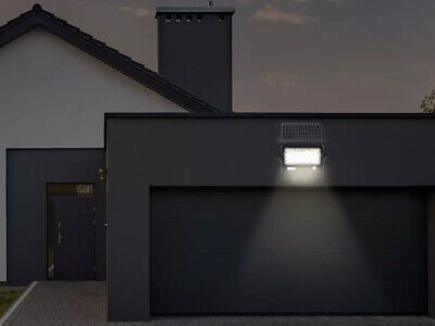 Lampada Faro Led Con Pannello Solare 10W 1100LM 4000K Doppio Sensore PIR Base
