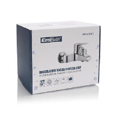 Kit Rubinetto Vasca Doccia Miscelatore A Muro Monoleva Acqua Calda e Fredda