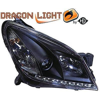 Coppia fari fanali anteriori TUNING 04-09 neri, con Dayline a LED