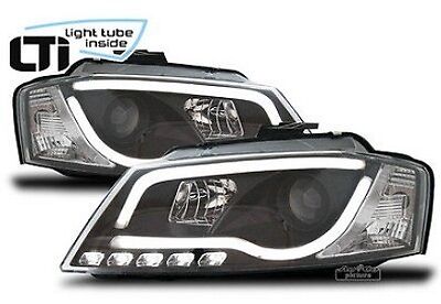 Coppia Fari Fanali Anteriori Tuning Dayline DRL LTI CCFL A3 8p 2008-2012 Alogeni