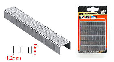 300pcs Punti Per Graffatrice 1,2x8mm <ul><li>Punti Universali tipo D 1,2x8mm,