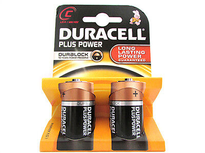 2 x Pile Pila Batteria Duracell Alkaline LR14 MN1400 Plus Tipo Torcia C 15V