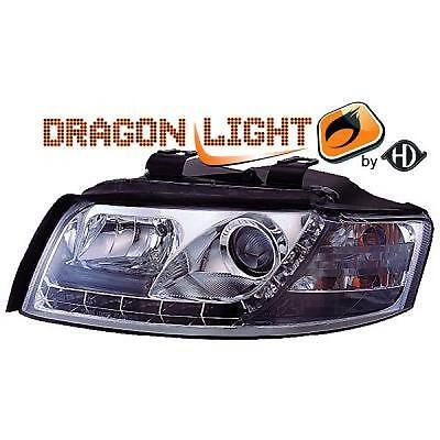 Coppia fari fanali anteriori TUNING A4 00-04 chrome con Dayline a LED