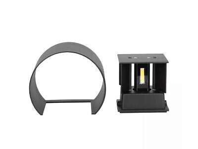 Applique Led Da Parete Bryana 6W 4000K Carcassa Nera Circolare IP65 Doppio