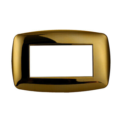 ETTROIT Placca Slim Serie Space 4P Colore Oro Lucido Compatibile Con Bticino