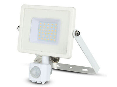 Faro Led Flood Light Slim 30W IP65 Neutro 4000K Carcassa Bianca con Sensore PIR