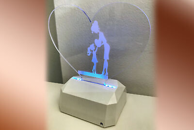 3D Acrilico Forma Cuore Figura Mamma e Figlia (3DE905) <table class="table