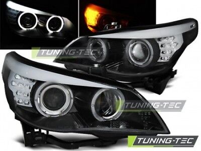 Coppia Fari Fanali Anteriori Tuning E60/E61 03-07 Nero LED Alogeni H7