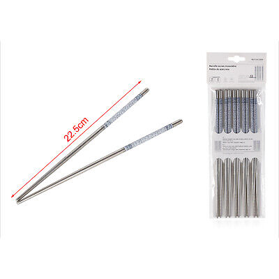 5 Paia Bacchette in Acciaio INOX con Motivo Orientale 21cm <ul><li>Le nostre