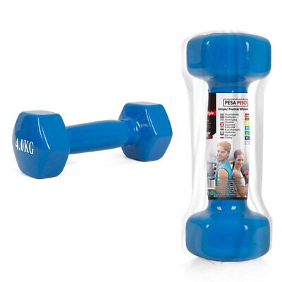 Ghisa Manubrio per Palestra Ricoperto di Gomma 4 Kg <ul><li>Manubri Rivestiti