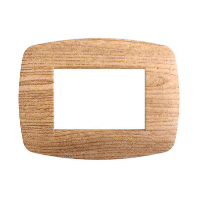 ETTROIT Placca Slim Serie Space 3P Colore Legno Scuro Compatibile Con Bticino