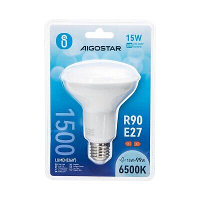 Lampadina LED E27 15W R90 Luce Bianca Fredda 6400K 1500 Lumens Angolo a Fascio