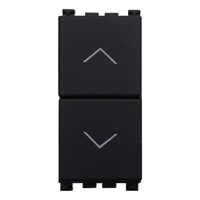 ETTROIT Pulsante Doppio Saliscendi 1P+1P 10A Colore Nero Compatibile Con Vimar