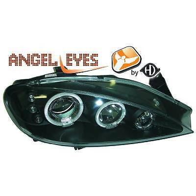 Coppia fari fanali anteriori TUNING MEGANE 99-02 neri, con anelli ANGEL