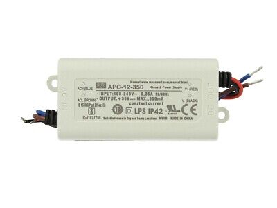 Led Driver CC MeanWell APC-12-350 Trasformatore 350mA 9V-36V DC 12W Corrente
