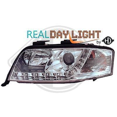 Coppia fari fanali anteriori TUNING A6 01-04 chrome con Dayline a LED H1+H1