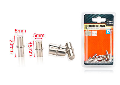 12 pezzi Supporti per Mensole e Ripiani in Acciaio Oslash  5mm x 15mm 20mm
