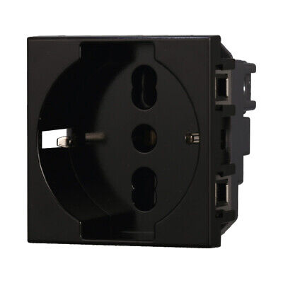 ETTROIT Presa Schuko 2P+T 16A Colore Nero Compatibile Con Bticino Axolute