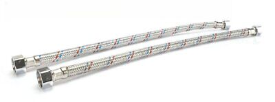 Coppia Tubi Flessibili Per Miscelatore Rubinetto Lungo 40cm connettori F 1/2''