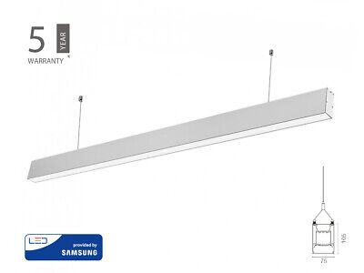 Lampada Led Lineare A Sospensione 60W Corpo Argento Doppia Illuminazione
