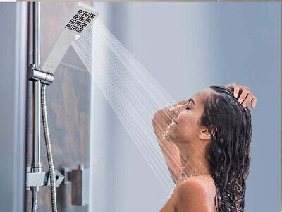 Kit Soffione Doccia + Tubo Flessibile 1,5M Staffa Supporto Da Muro Cromato