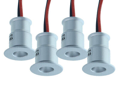 4 PZ Faretto Led Da Incasso 1W DC 12V Caldo 3000K Carcassa Argento Angolo