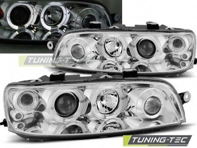 Coppia Fari Fanali Anteriori Tuning PUNTO 2 10.99-06.03 ANGEL EYES Cromato